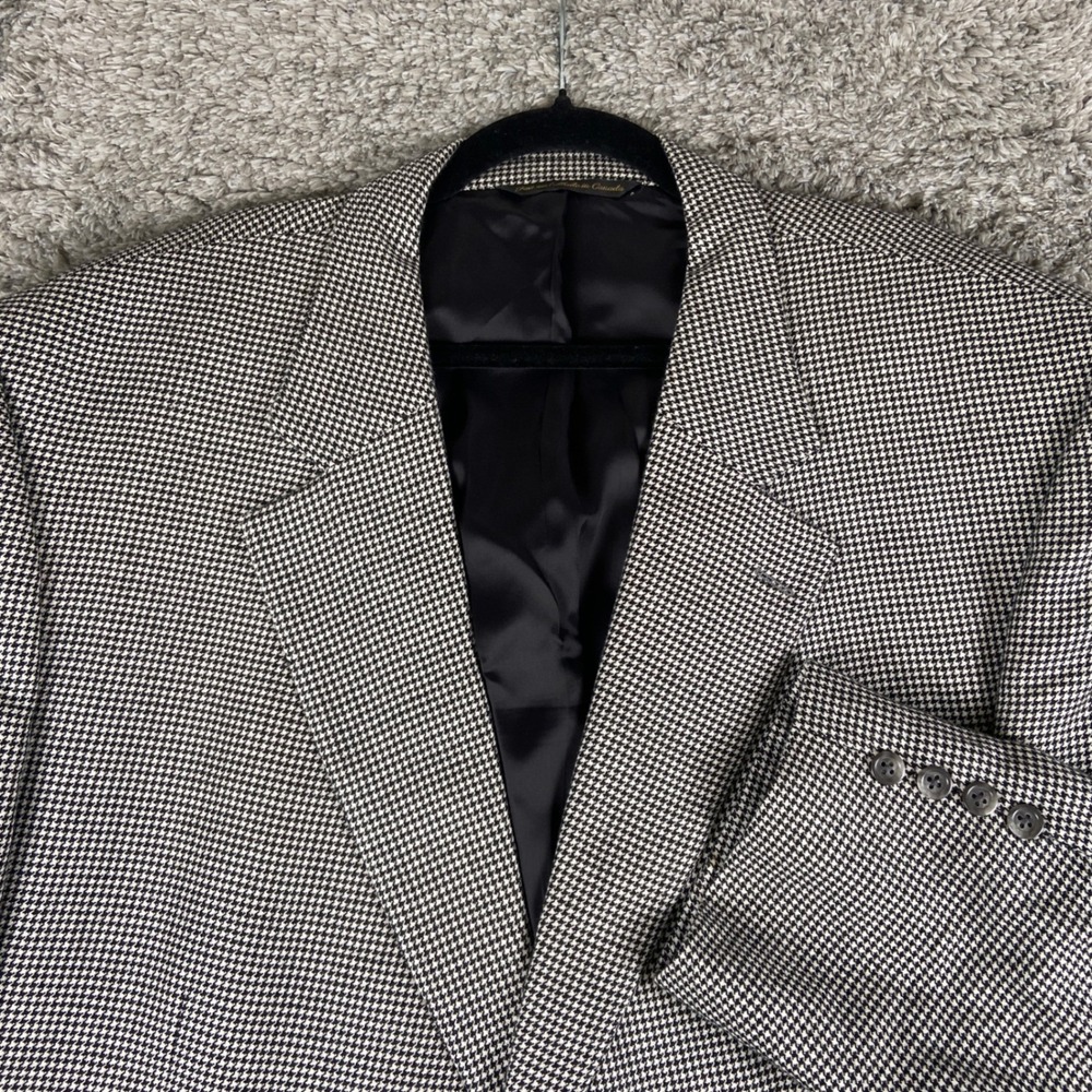 Jack Victor Blazer Mens 54L Grey Houndstooth Loro Piana Cashmere Sport Coat